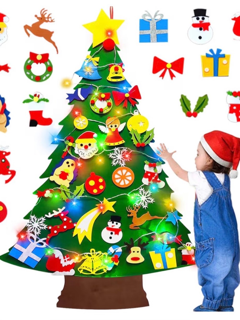 Felt Christmas Tree with  32 extra ornaments.